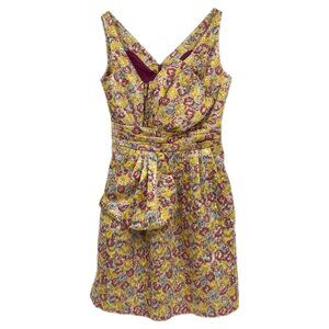 Zac Posen for Target Yellow Purple Metallic Floral Mini Dress | Size 8